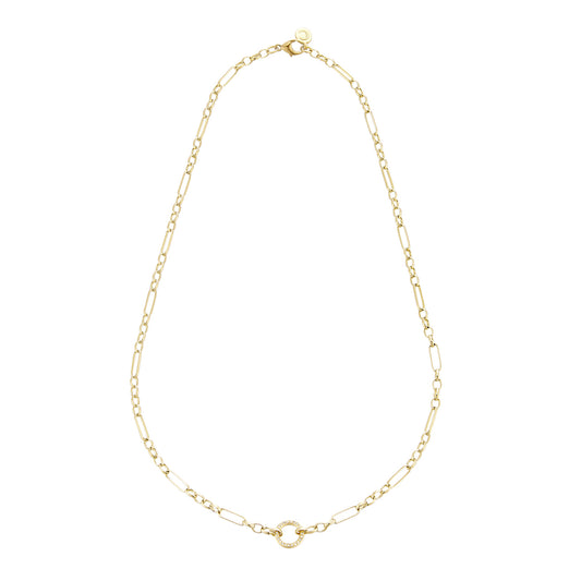 Diamond Disc Figaro Chain Necklace - Main Img
