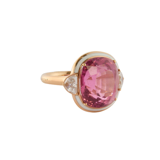 Pink Tourmaline and Diamond Gemma Ring