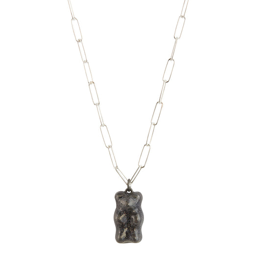 Gummy Pendant Necklace - Midnight & Paperclip Silver - Main Img