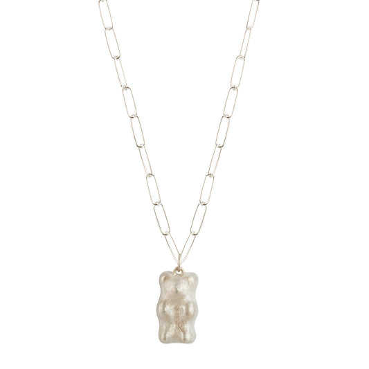 Gummy Pendant Necklace - Stardust & Paperclip Silver - Main Img