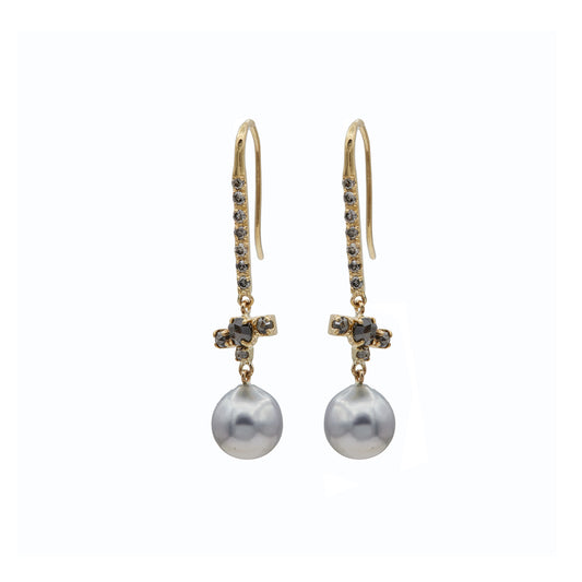Gray Diamond and Tahitian Pearl Galaxy Earrings - Main Img
