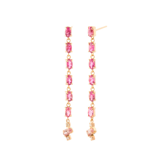 Galaxy Chain Drop Earrings - Oval Tourmaline - Main Img