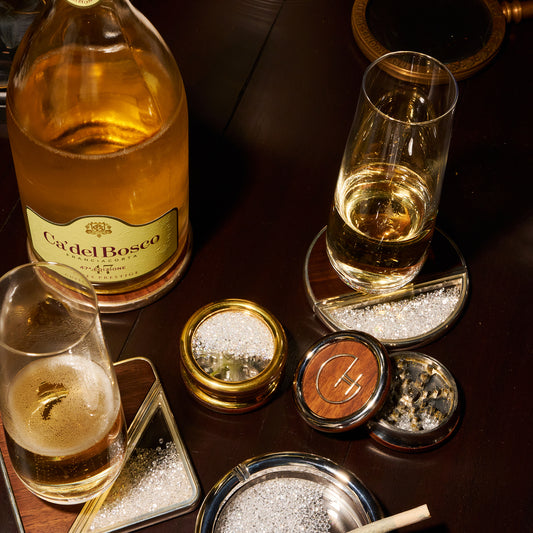 Cannabis Grinder with Cubic Zirconia Brass and Wood