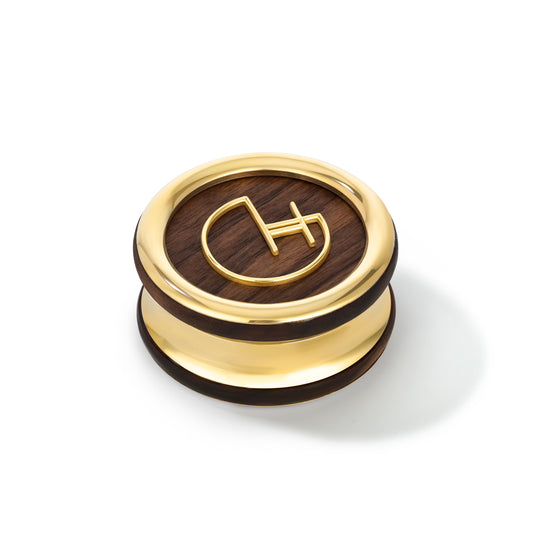 Cannabis Grinder with Cubic Zirconia Brass and Wood - Main Img