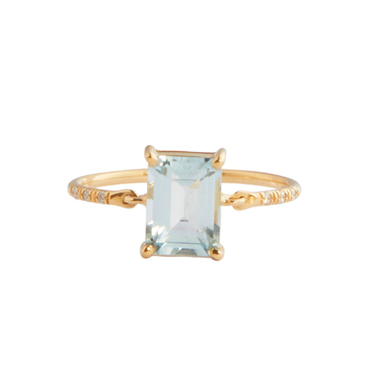 Aquamarine Petite Diamond Circle Ring - Main Img