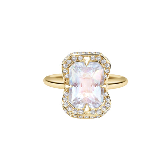Rainbow Moonstone and Diamond Aurora Ring - Main Img