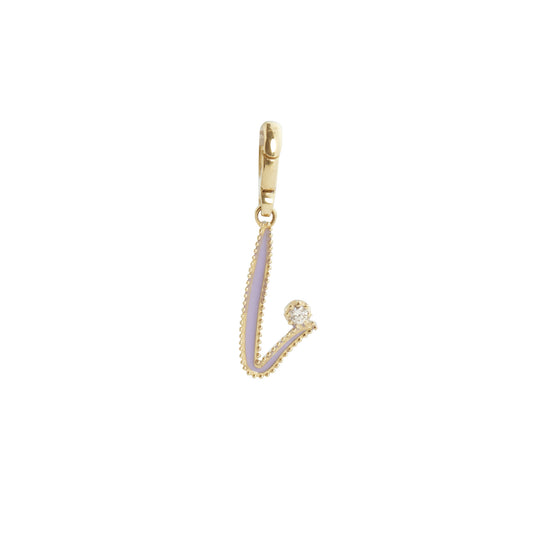 Lavender Enamel Initial L Charm - Main Img
