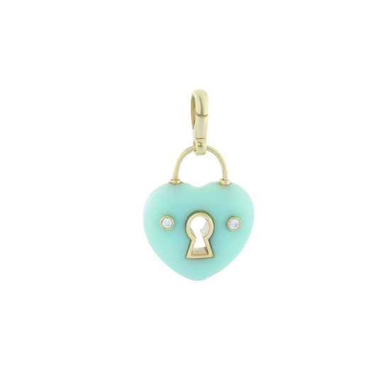 Chrysophrase Padlock Heart Charm - Main Img