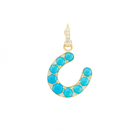 Turquoise Mini Horseshoe Charm - Main Img