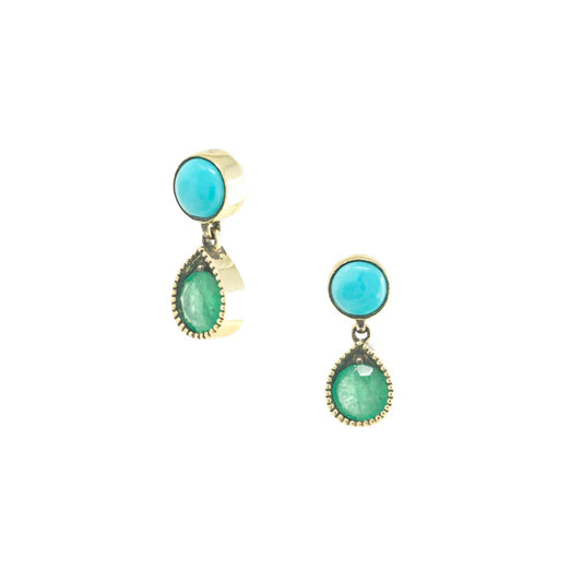 Turquoise and Emerald Drop Earrings - Main Img