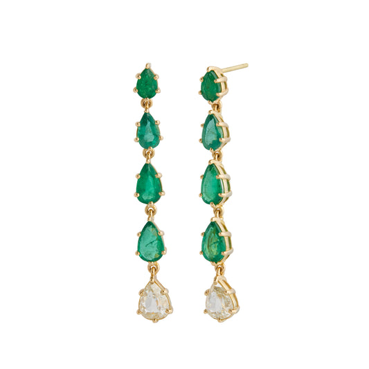 Emerald and Diamond Victorian Earrings - Main Img