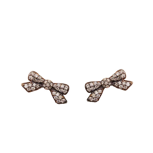 Diamond Small Bow Stud Earrings - Main Img