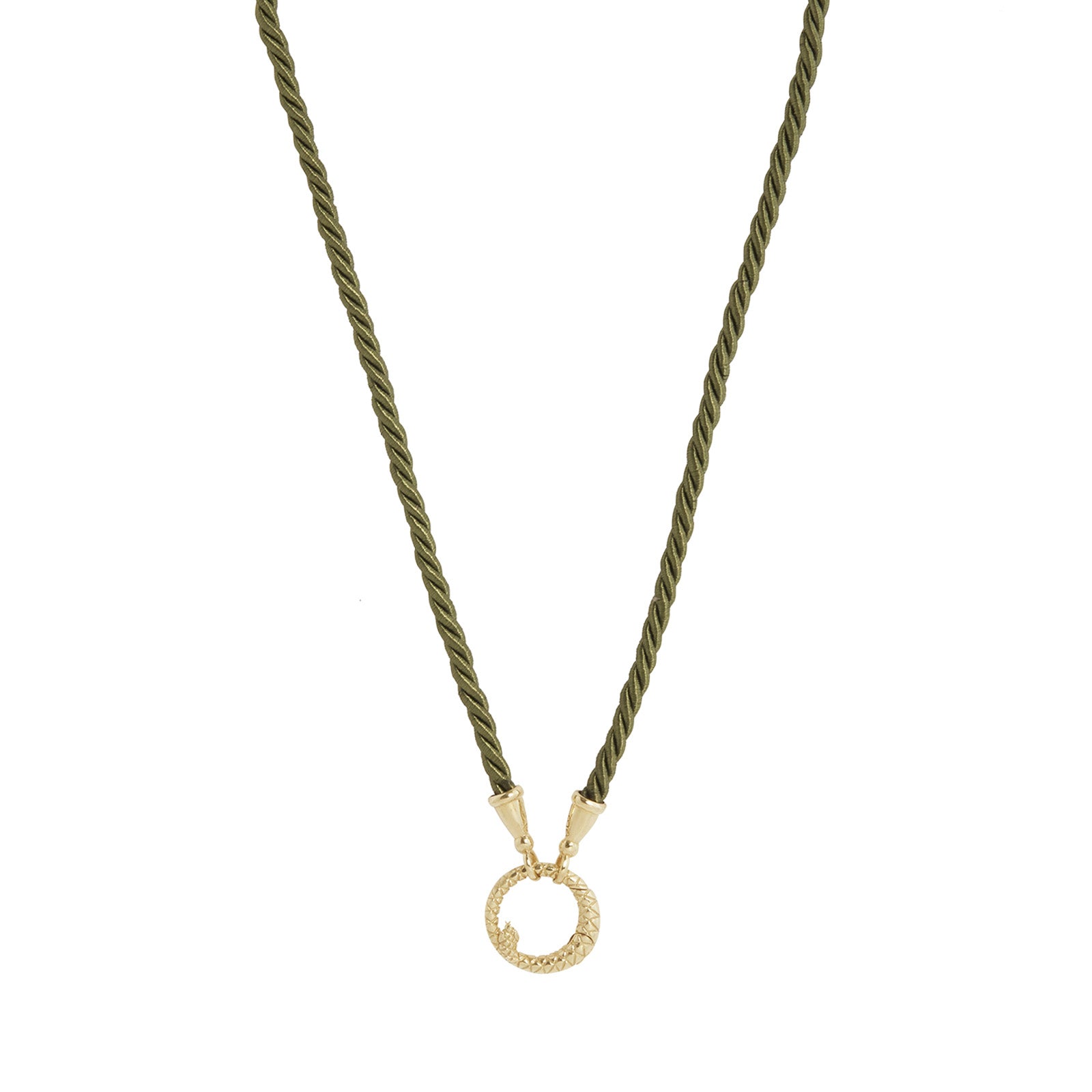 Jenna Blake Green Chord Snake Clasp Necklace - Necklaces - Broken English Jewelry