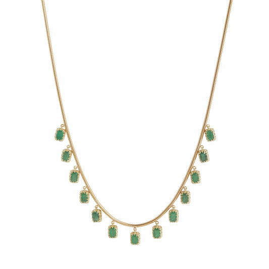 Emerald Cut Emerald Fringe Necklace - Main Img