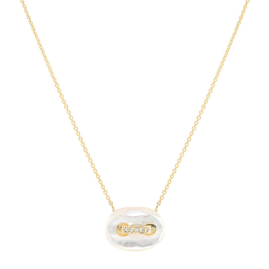 Mother of Pearl and Diamond Mini Mariner Necklace - Main Img