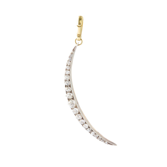 Vintage Blackened Crescent Diamond Charm - Main Img