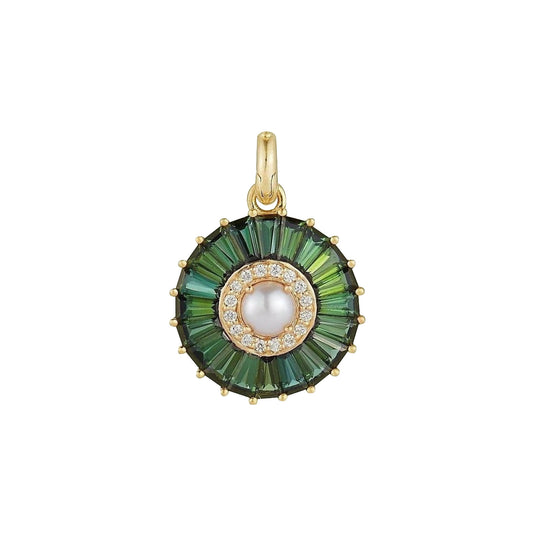 Emily Large Charm - Green Tourmaline and Pearl - Main Img