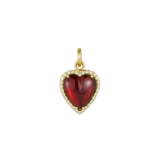 Alana Heart Charm - Garnet and Diamond - Main Img