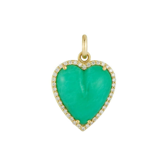 Alana Large Heart Charm - Chrysoprase and Diamond - Main Img