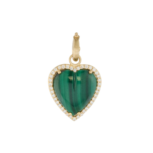 Large Diamond and Malachite Alana Heart Charm - Main Img