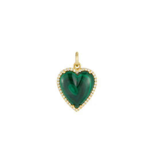 Alana Heart Charm - Malachite and Diamond - Main Img