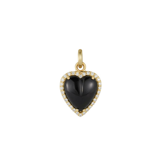 Alana Heart Charm - Onyx and Diamond - Main Img