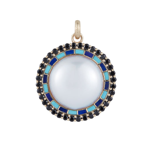 Black Spinel, Turquoise, and Pearl Josephine Charm - Main Img