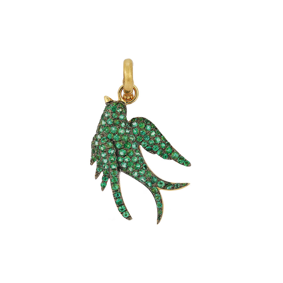 Storrow Sparrow Charm - Emerald, front view