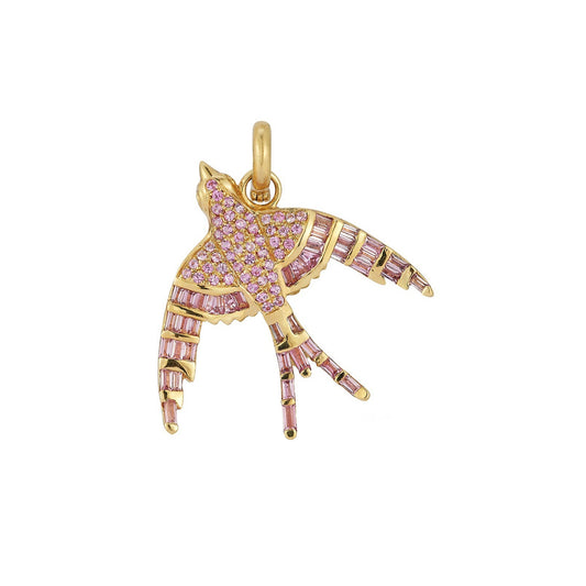 Evelyn Bird Charm - Pink Sapphire - Main Img