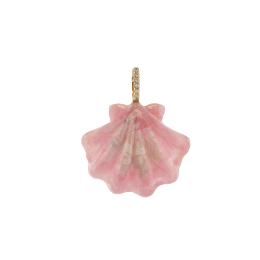 White Onyx and Diamond Tulip Shell Pendant - Main Img