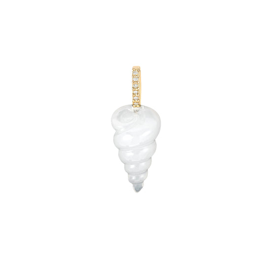 White Onyx and Diamond Tulip Shell Pendant - Main Img