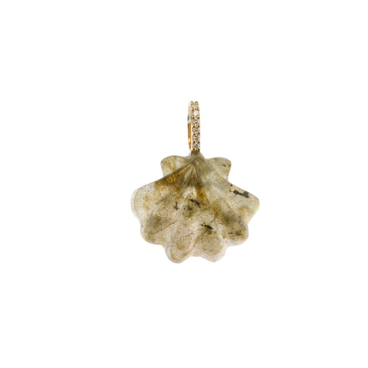 Labradorite and Diamond Scallop Shell Pendant - Main Img
