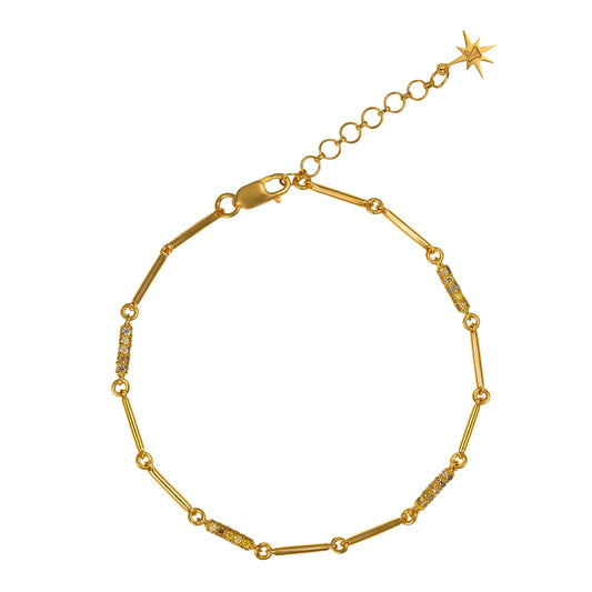 Pave Fancy Color Diamond Bar and Link Bracelet - Main Img