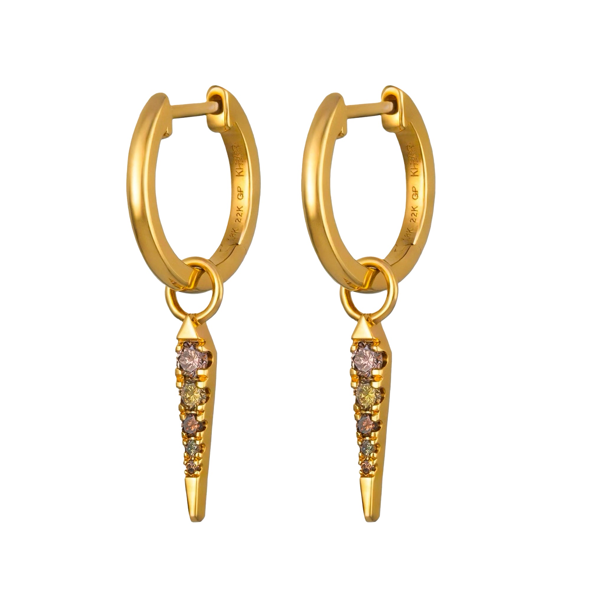 Fancy Color Pave Diamond Spike Huggies