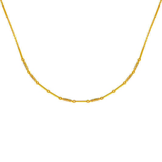 Pave Fancy Color Diamond Bar and Link Necklace - Main Img