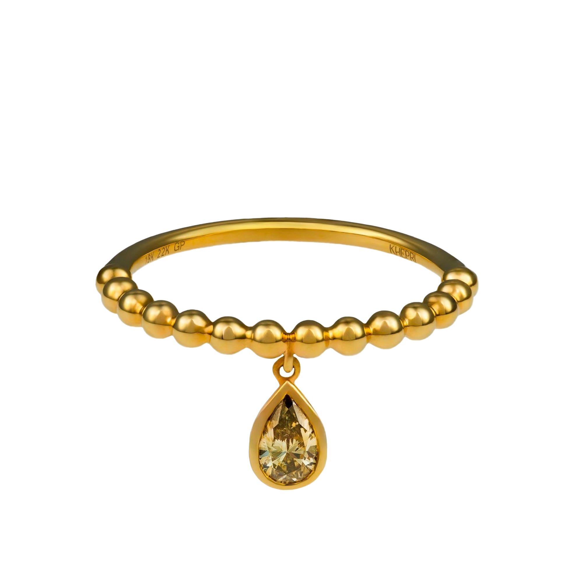 Fancy Color Pear Diamond Drop Ring