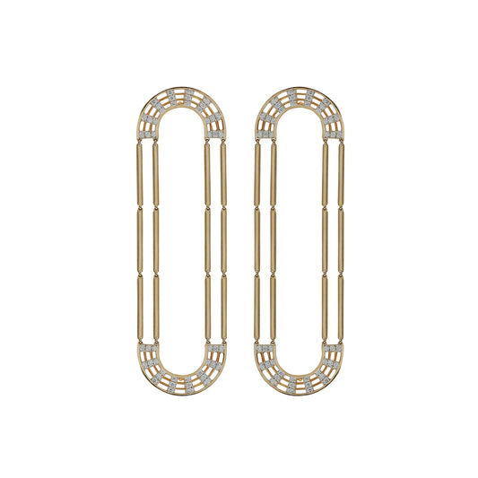 Diamond Oval Drop Earrings - Main Img