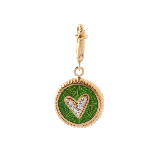 Double Face Kastak Heart and Horseshoe Charm - Kiwi & Petrol Enamel - Main Img