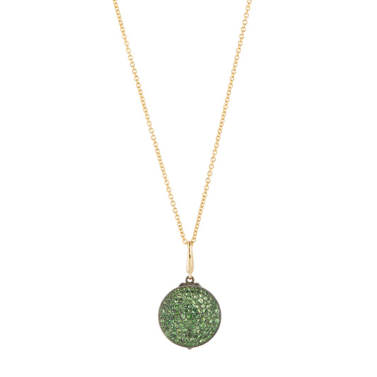 Round Tsavorite Cobblestone Locket Necklace - Main Img