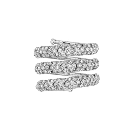 Round Brilliant Cut Diamond Pave Coil Ring - Main Img