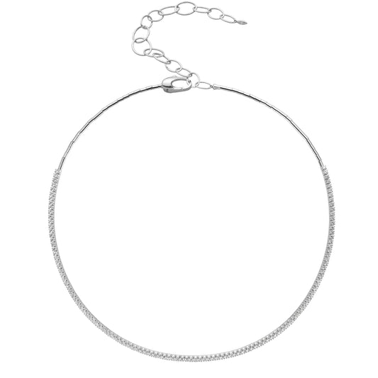 Diamond Tennis Necklace - White Gold & Titanium - Main Img