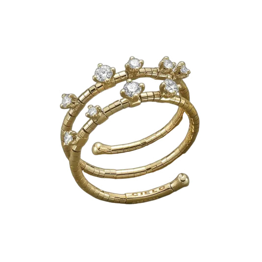 Diamond Double Row Coil Ring Yellow Gold - Main Img