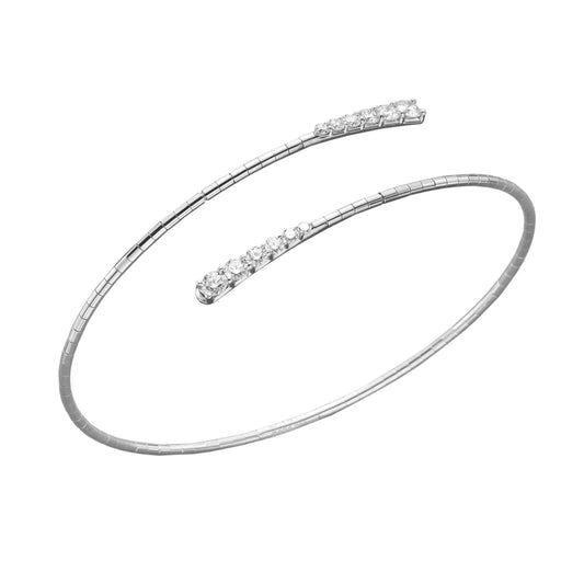 Round Brilliant Cut Diamond Single Row Coil Bracelet - Main Img