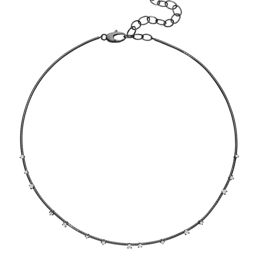 Round Brilliant Cut Diamonds Scattered Choker Necklace - Main Img