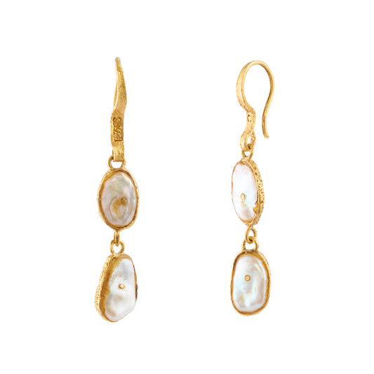 Fresh Water Pearl Double Drop Earrings - Main Img