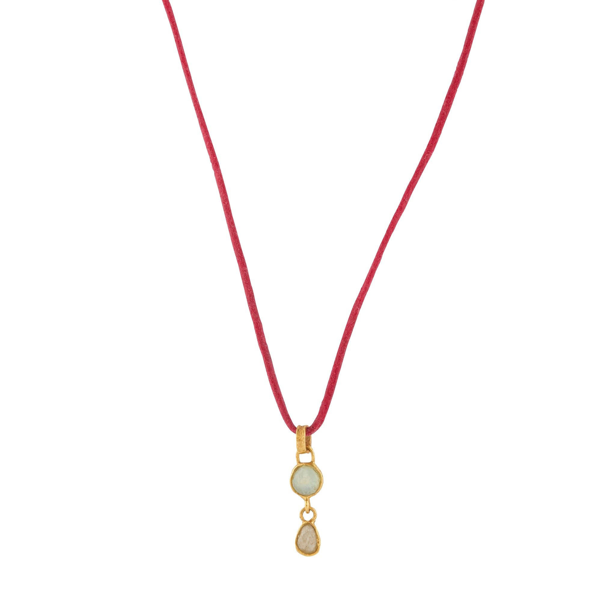 Raw Montana Sapphire & Borneo Diamond Double Drop Necklace