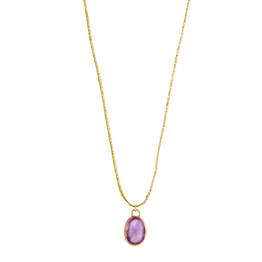 Single Drop Amethyst Pendant Necklace - Main Img