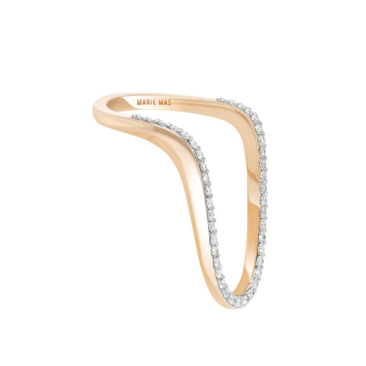 Half Pave Diamond Radiant Ring