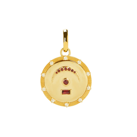 Medium Garnet Pause Internal Compass Medallion - Main Img