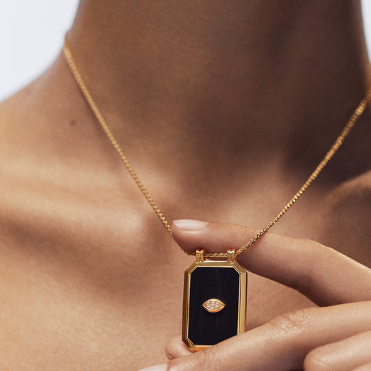 Eye Ebony Scapular on Spiga Chain with Diamond